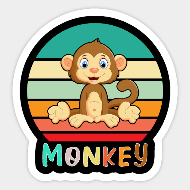 Vintage Retro Monkey Sticker by adrinalanmaji